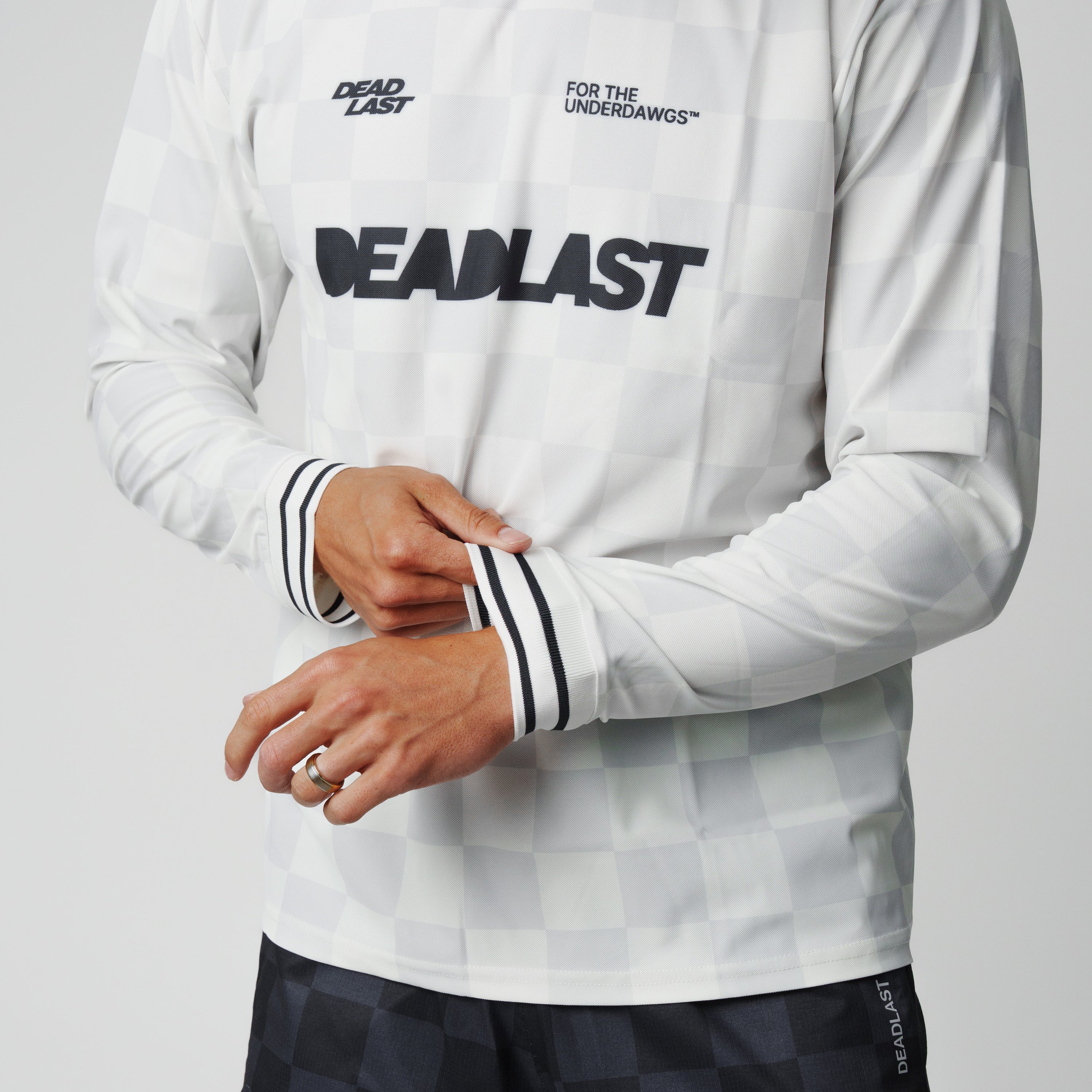 White Checkered LS Jersey