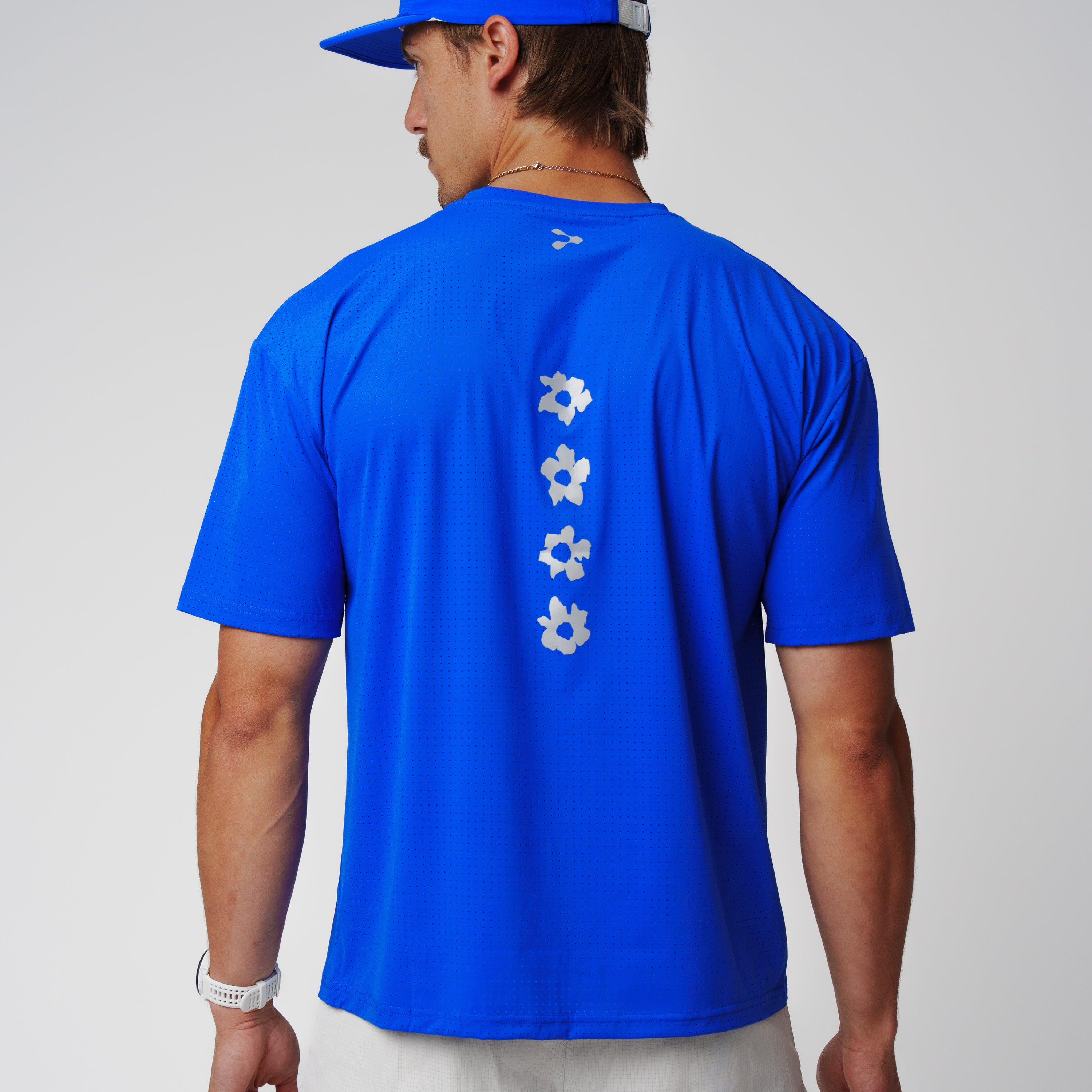 FlowPace Perforated Tee - Cobalt Flower